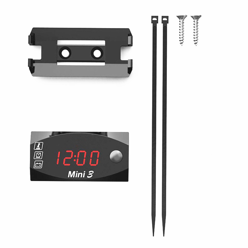 3 in 1 Time/Temperature/Voltage Digital LED Motorcycle Voltmeter Waterproof