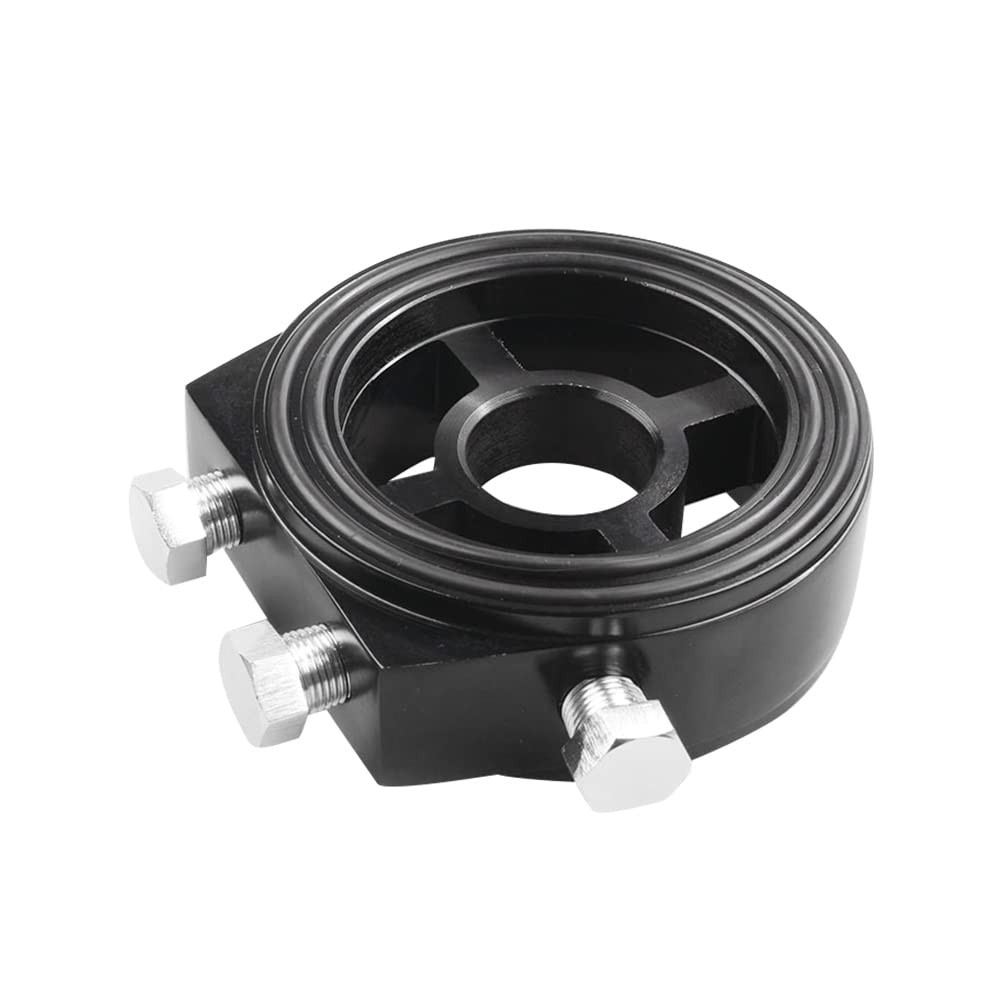 Oil Filter Sandwich Plate Thread Adapter, Universal Aluminum black