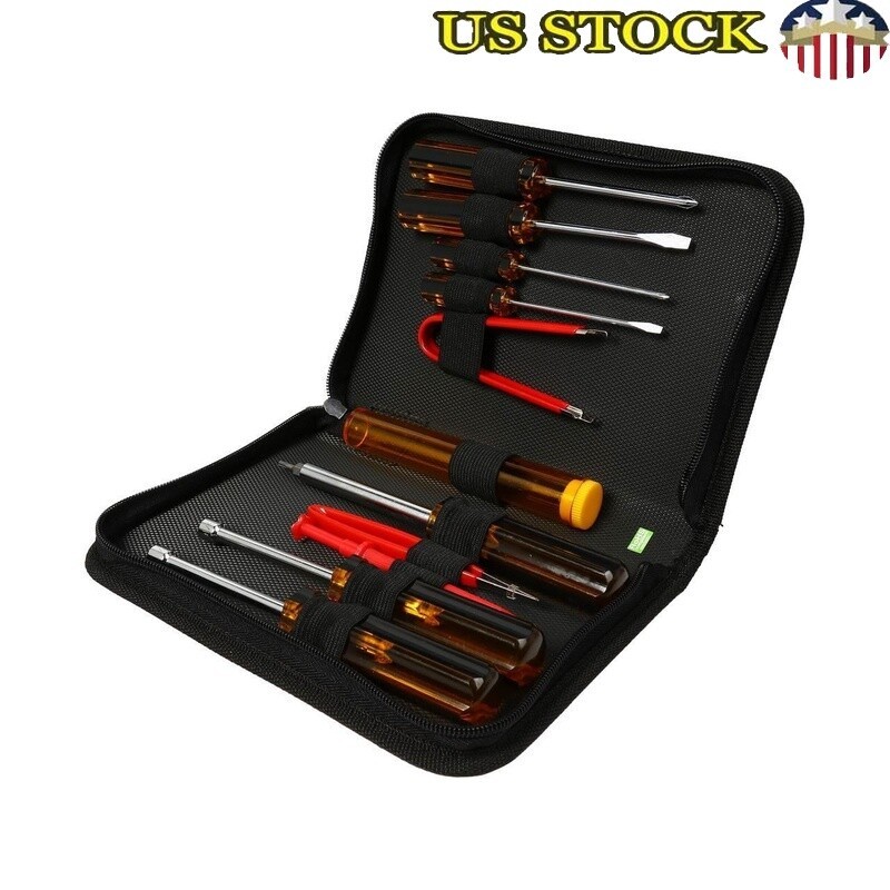 11 Piece PC Computer Tool Kit W/ Portable Carrying Case & Essential Tools New