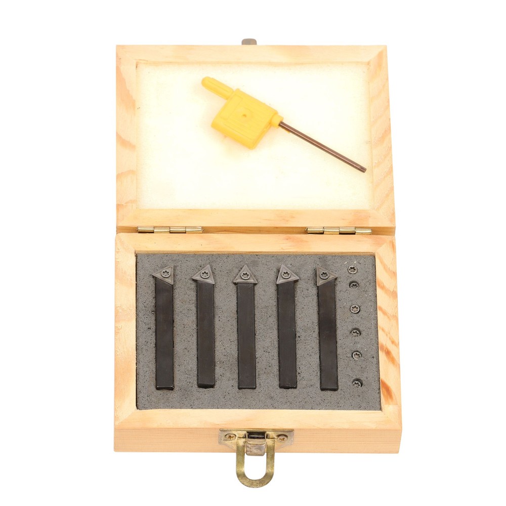 5PC 1/4" Lathe Indexable Carbide Insert+Turning Tooling Bit Holder Set Straight