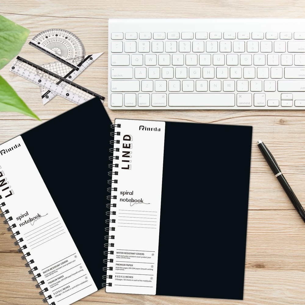 Large Lined Notebook Spiral Notebook 8.5" x 11"-4 Pack LINED Notebook 7mm Rul...
