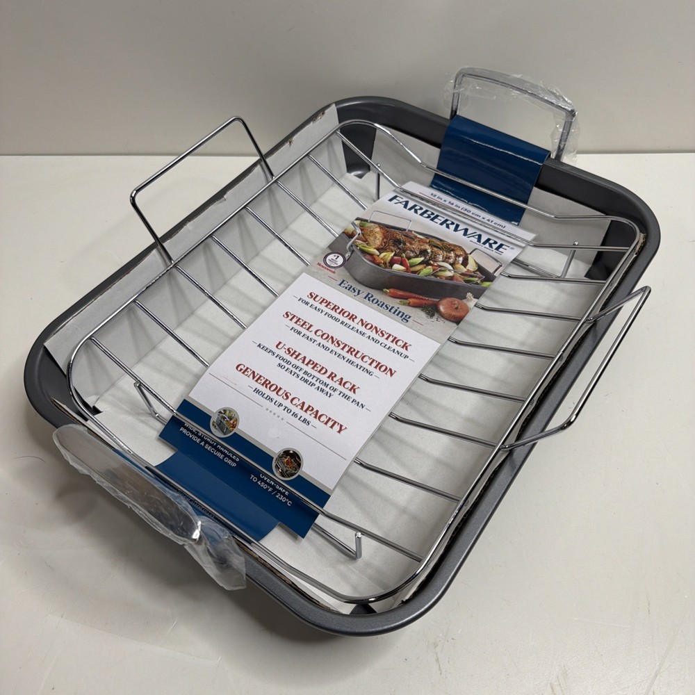 Farberware Non-stick Roaster with Rack – 12x16 Durable Roasting Pan