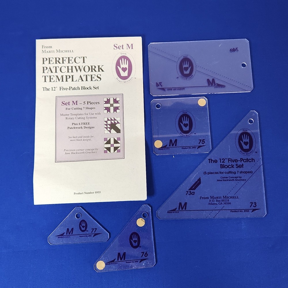 Marti Michell Perfect Patchwork Templates Set M  - 12 Inch Five-Patch Block 8955