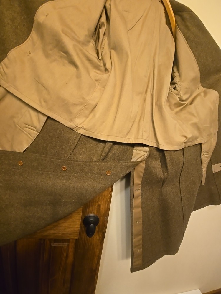 WWII dated 1943 Size 34/S Brown buttons wool overcoat.