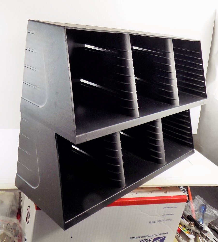 VINTAGE / Desktop OR SHELF CD Holder / 2 LEVEL / PLASTIC / CD STORAGE ACCESSORY