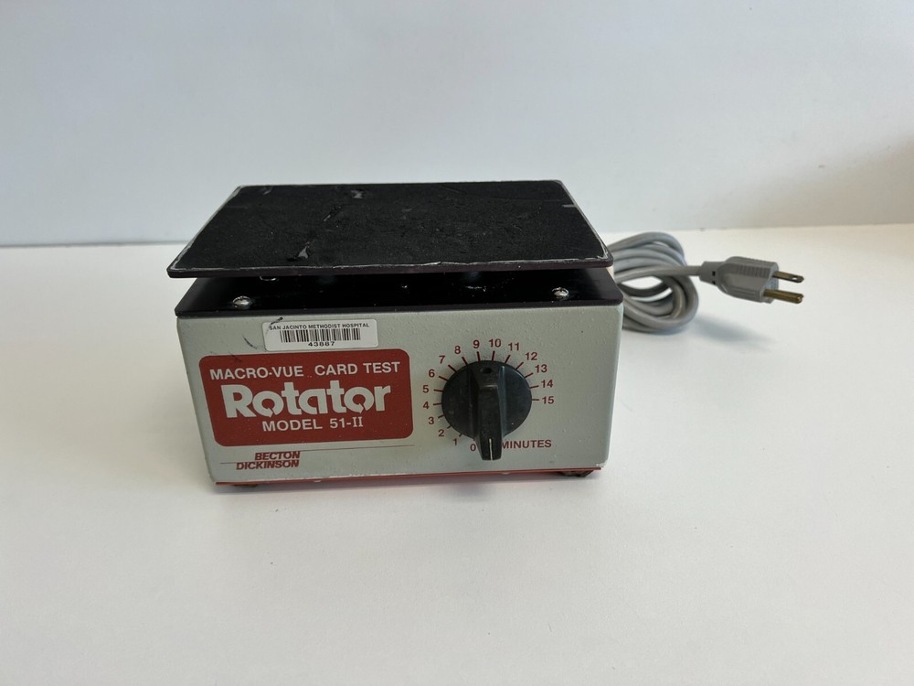 F9:  Becton Dickson Macro-Vue Card Test 51-II Shaker Mixer