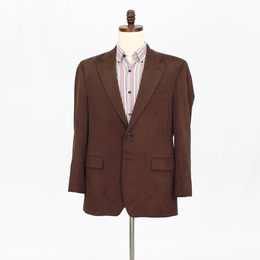 Chaps 41R Brown Sport Coat Blazer Jacket Solid 2B Polyester