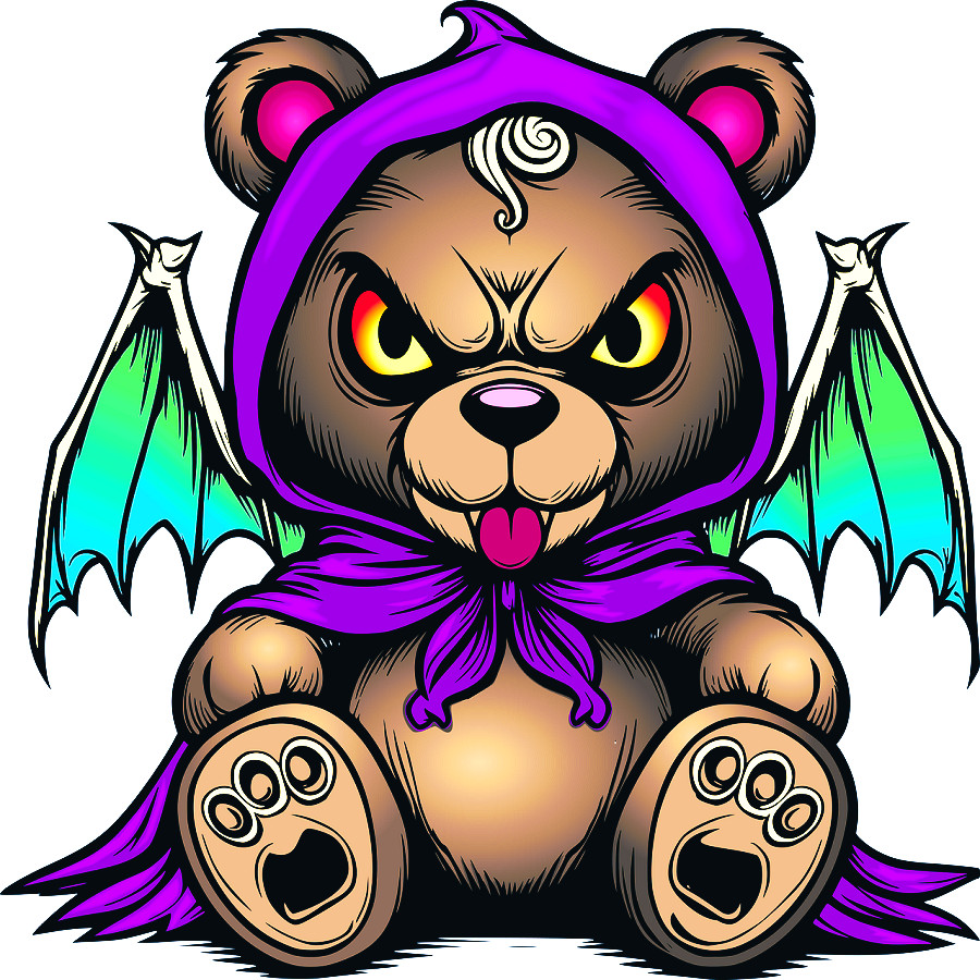 30 Custom Evil Halloween Bear Personalized Address Labels