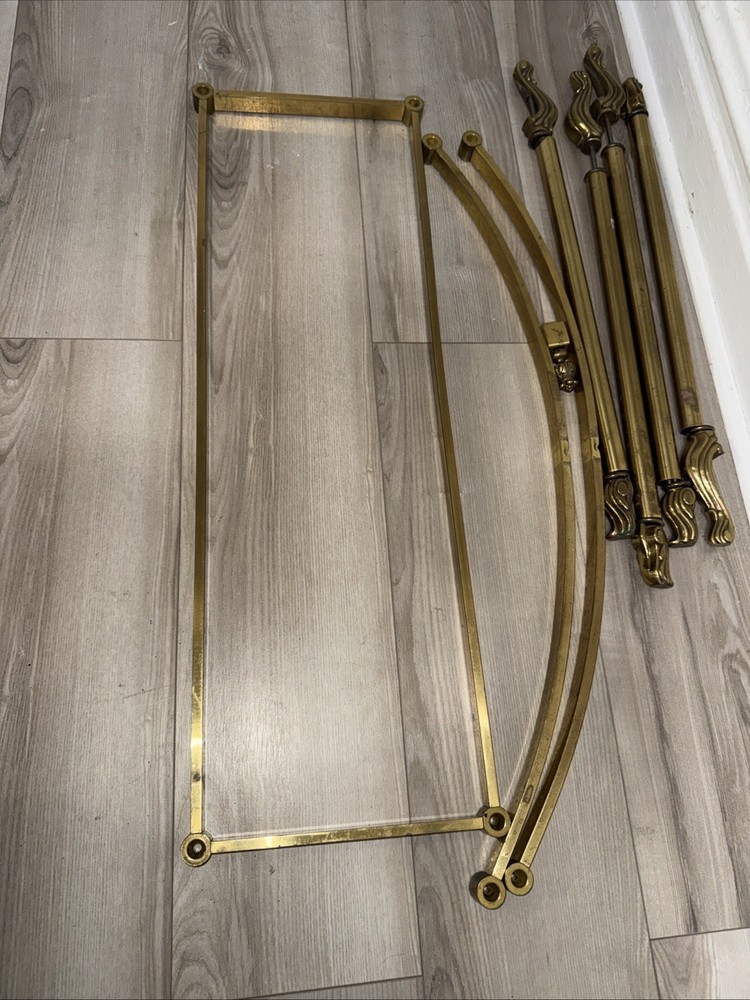 Solid Brass Beveled Glass Top Console Sofa Dressing Vanity Table