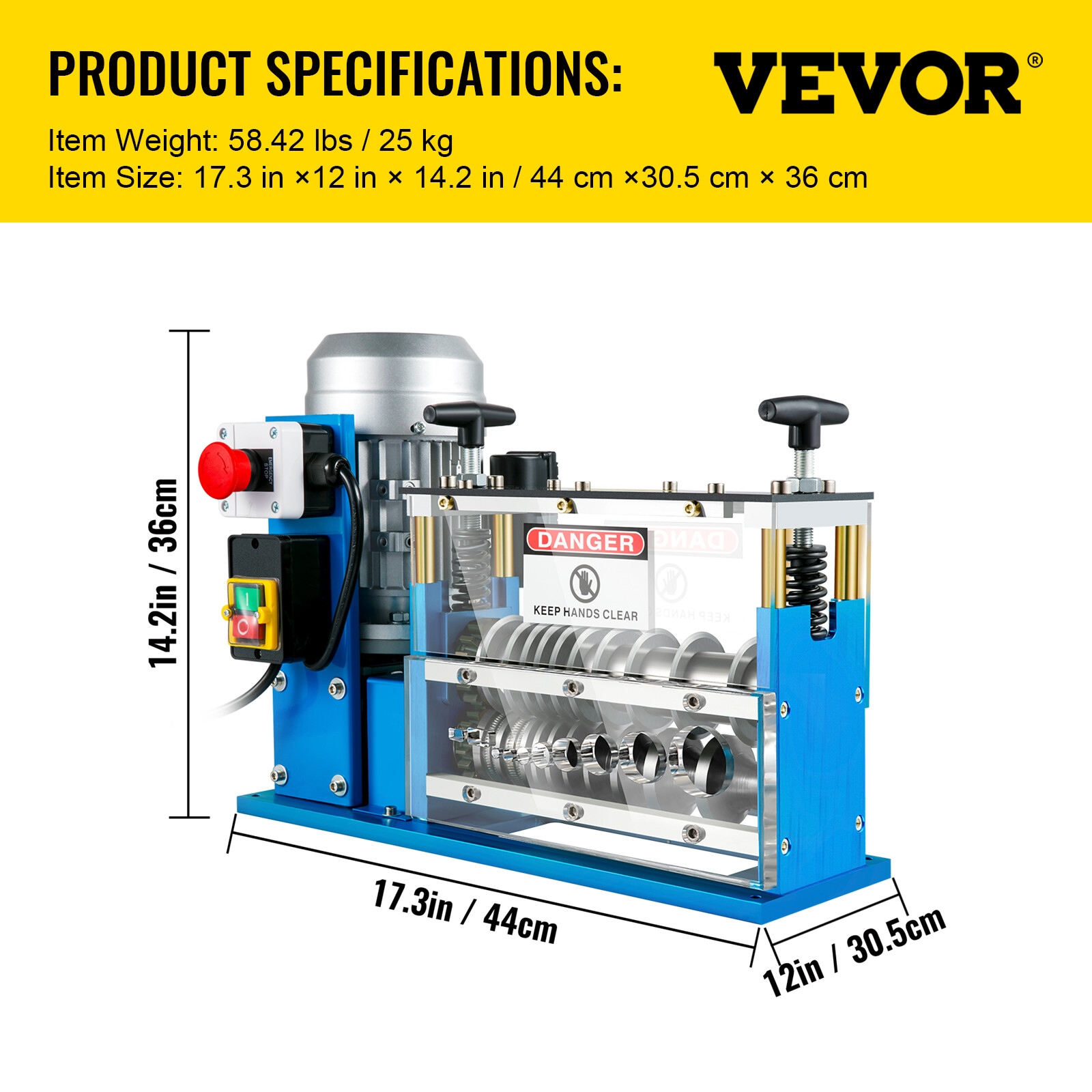 VEVOR 370W Electric Wire Stripping Machine 0.06-1.5in Power Cable Stripper