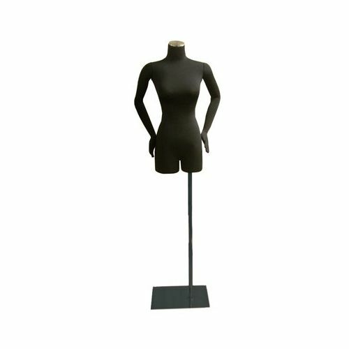 Adult Female Black Pinnable Dress Form Mannequin Torso with Flexible Arms