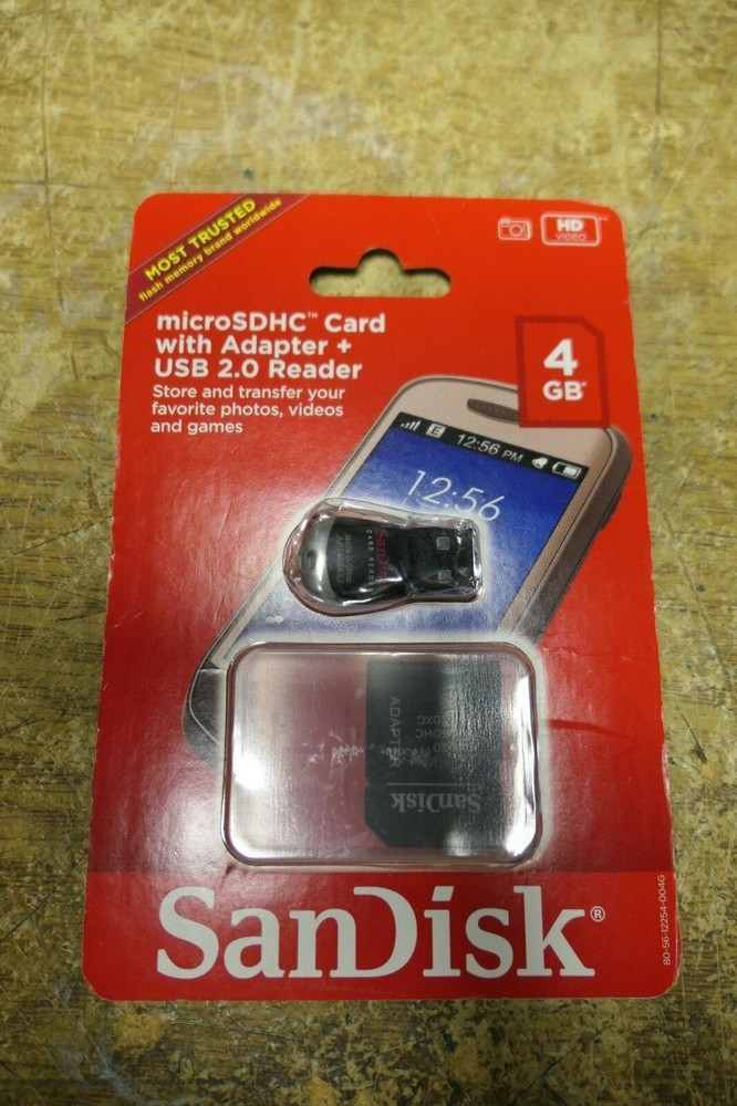 NIP SanDisk 4GB SDHC Card Adapter USB 2.0 Reader Transfer PC, Mobile, Camera