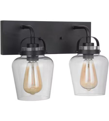 Flat Black Two Light Vanity from the Trystan Collection