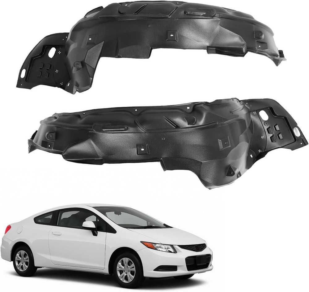 Front Pair Fender Liner Inner Panel Compatible with 2012-2015 Honda Civic