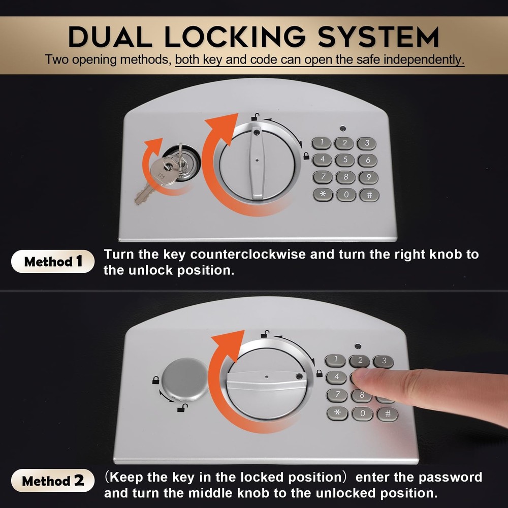 Portable Metal Safe Box with Digital Code Lock,Fire Resistant Storage for Doc...