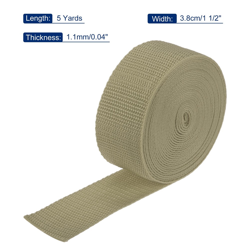 Lightweight Polypropylene Webbing Strap 3.8cm 5 Yard Khaki