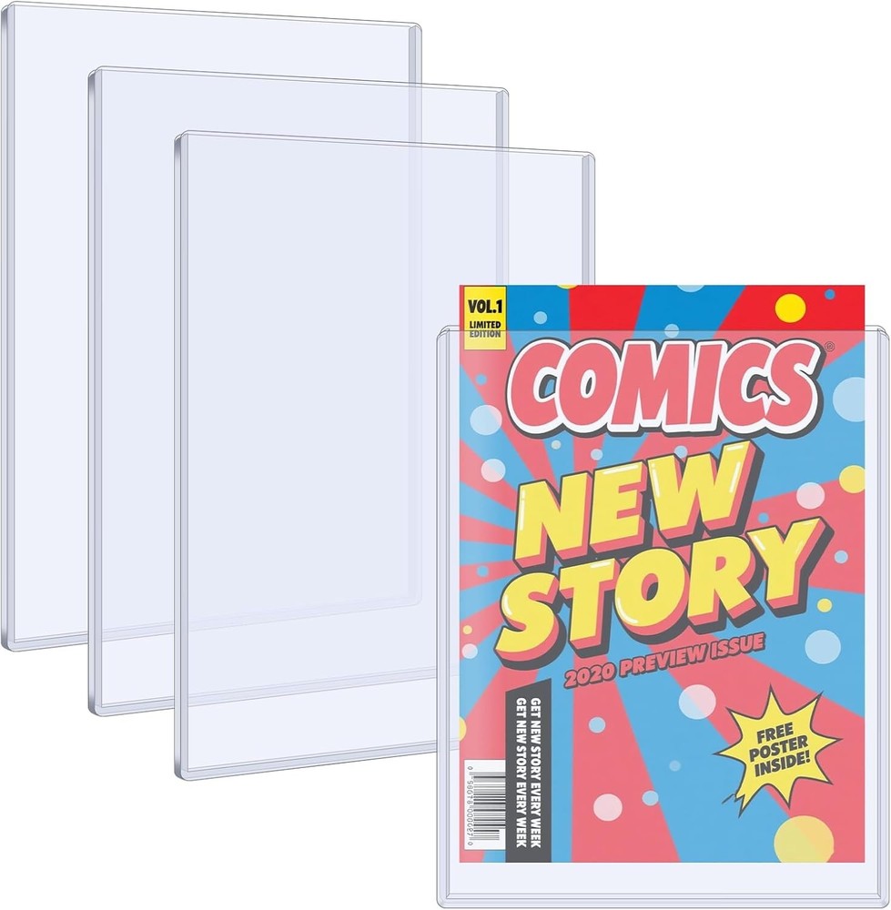 4 Pack Hard Plastic Comic Book Holders, Clear Comic Book Display Sleeves Prem...
