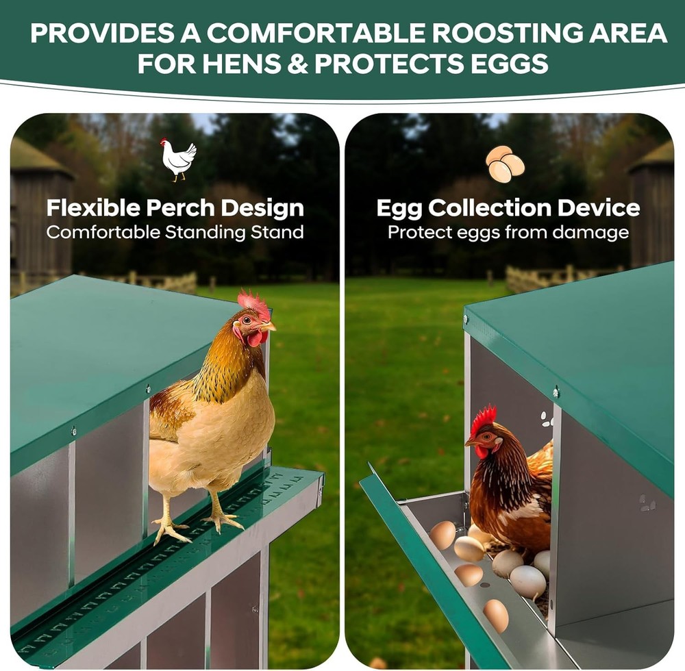 6 Compartments Chicken Nesting Boxes,Green Nesting Boxes for Chickens & Hens