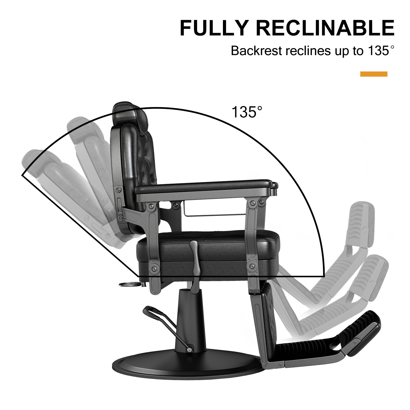 Black Recline All Purpose Vintage Barber Chair Hydraulic Heavy Duty Salon Beauty