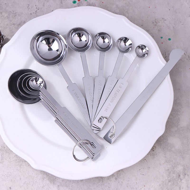 5/6Pcs Stackable Kitchen Measuring Spoon Set Stainless Steel Measuring Scoops