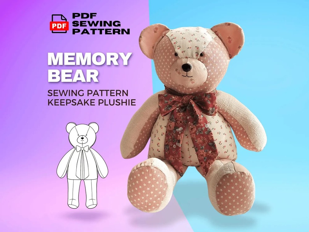 Memory Bear Sewing Pattern Digital Download: Keepsake Teddy Bear Template (PDF)