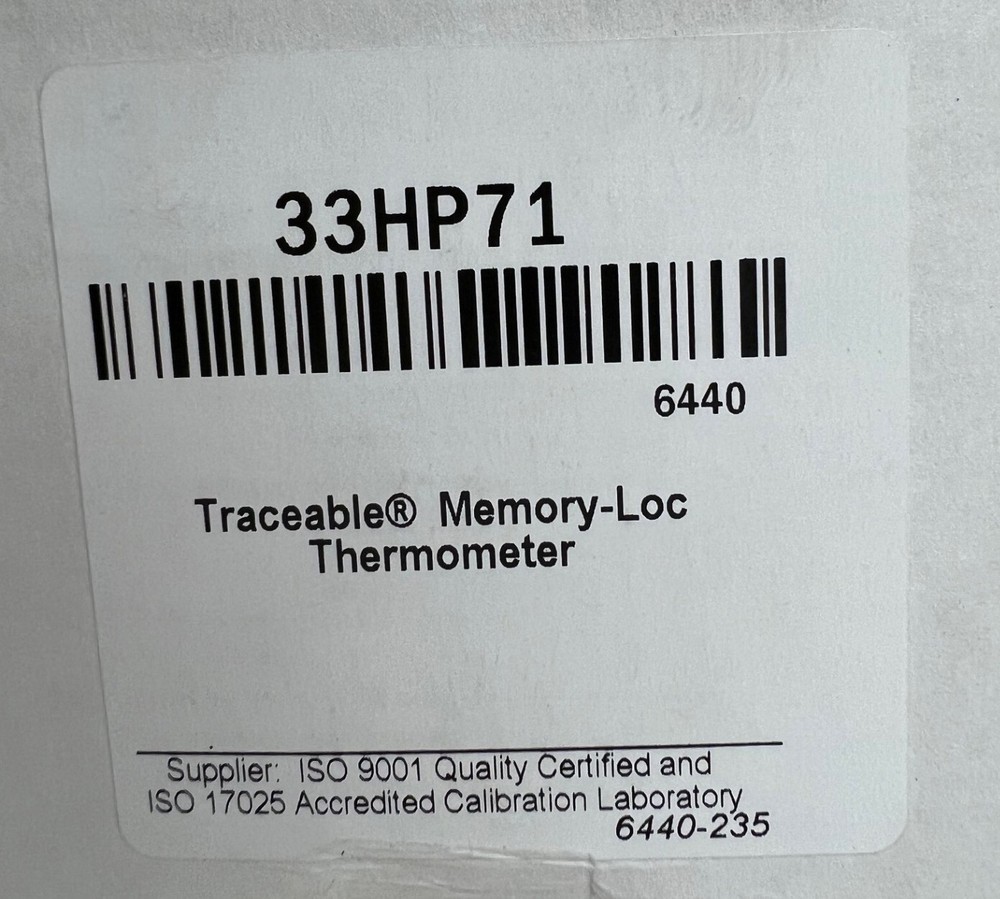 TRACEABLE 6440 MEMORY-LOC DIGITAL THERMOMETER, DATA LOGGING, 33HP71, NEW!!