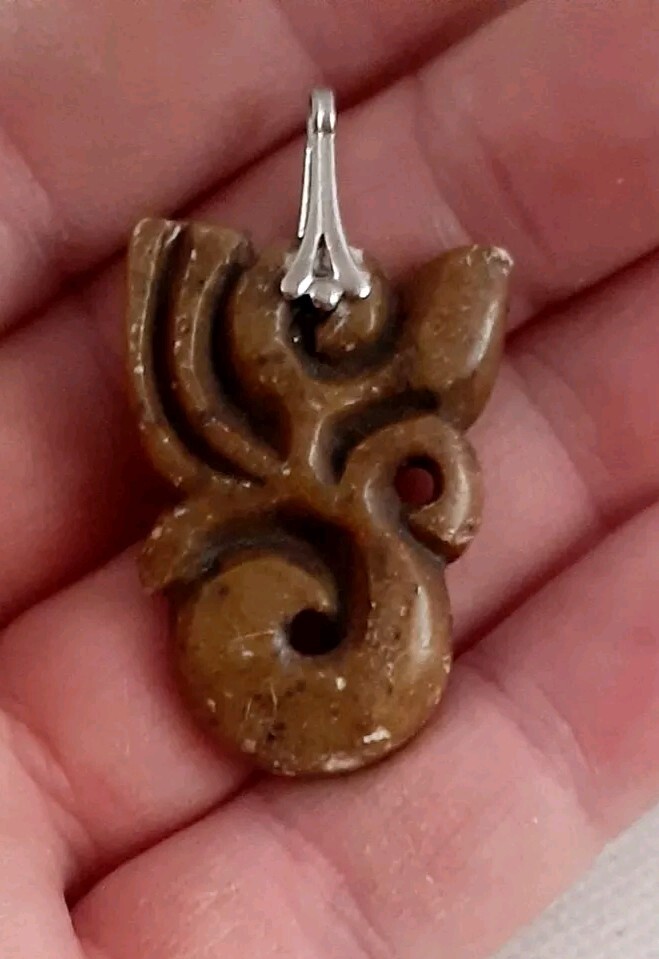 Carved Gemstone Ethnic Symbol Pendant