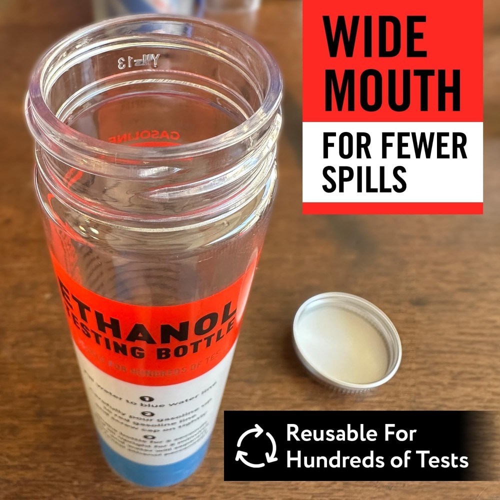 Reusable Ethanol Testing Kit - 2-Pack E85 Fuel Test Bottle, Wide Mouth