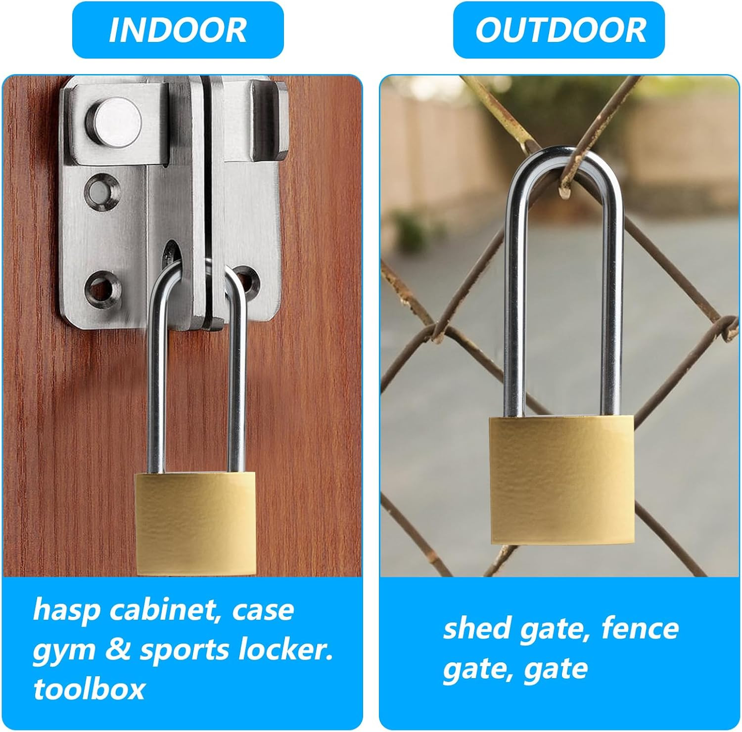 2 Pcs Padlock with Keys,4.2 Inch Long Keyed Padlocks, Shackle Pad Lock with Keys