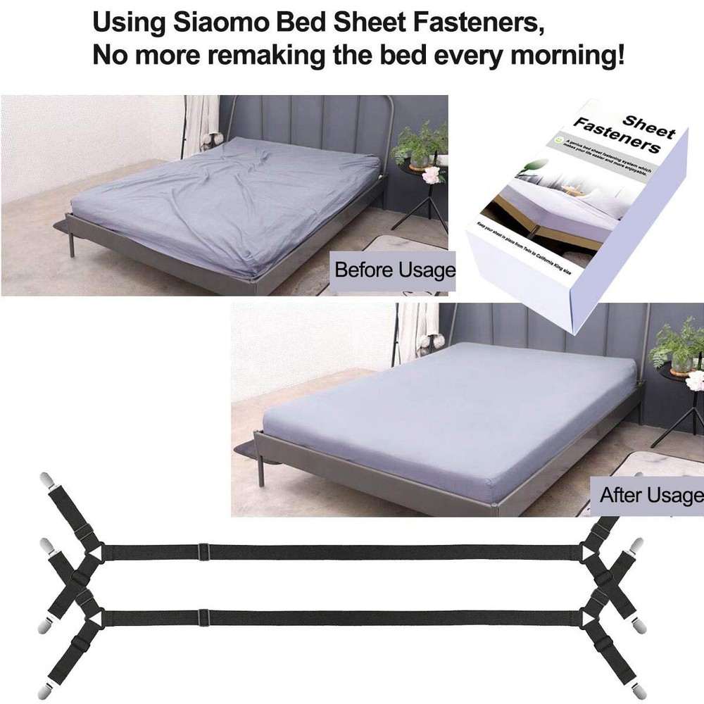 Adjustable Sheet Straps, Keep Sheets Tight, 2Pcs, Black
