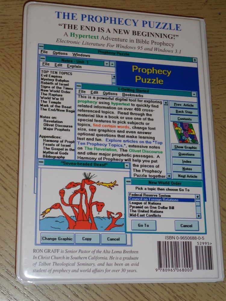 RARE 1996 2 3.5" Floppy Prophecy Puzzle Hypertext Resource Software 3.1 95 Graff