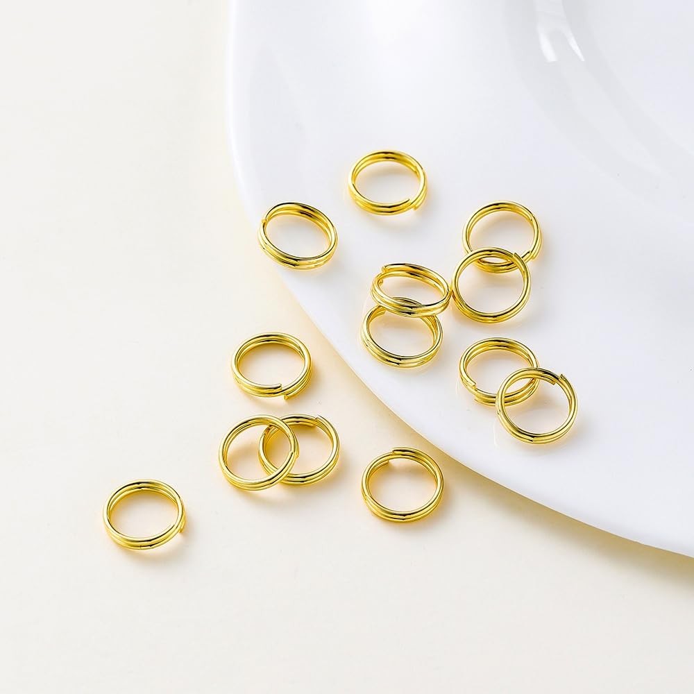 200pcs 8mm Mini Split Jump Ring with Double Loops Small Round Metal Golden Key R