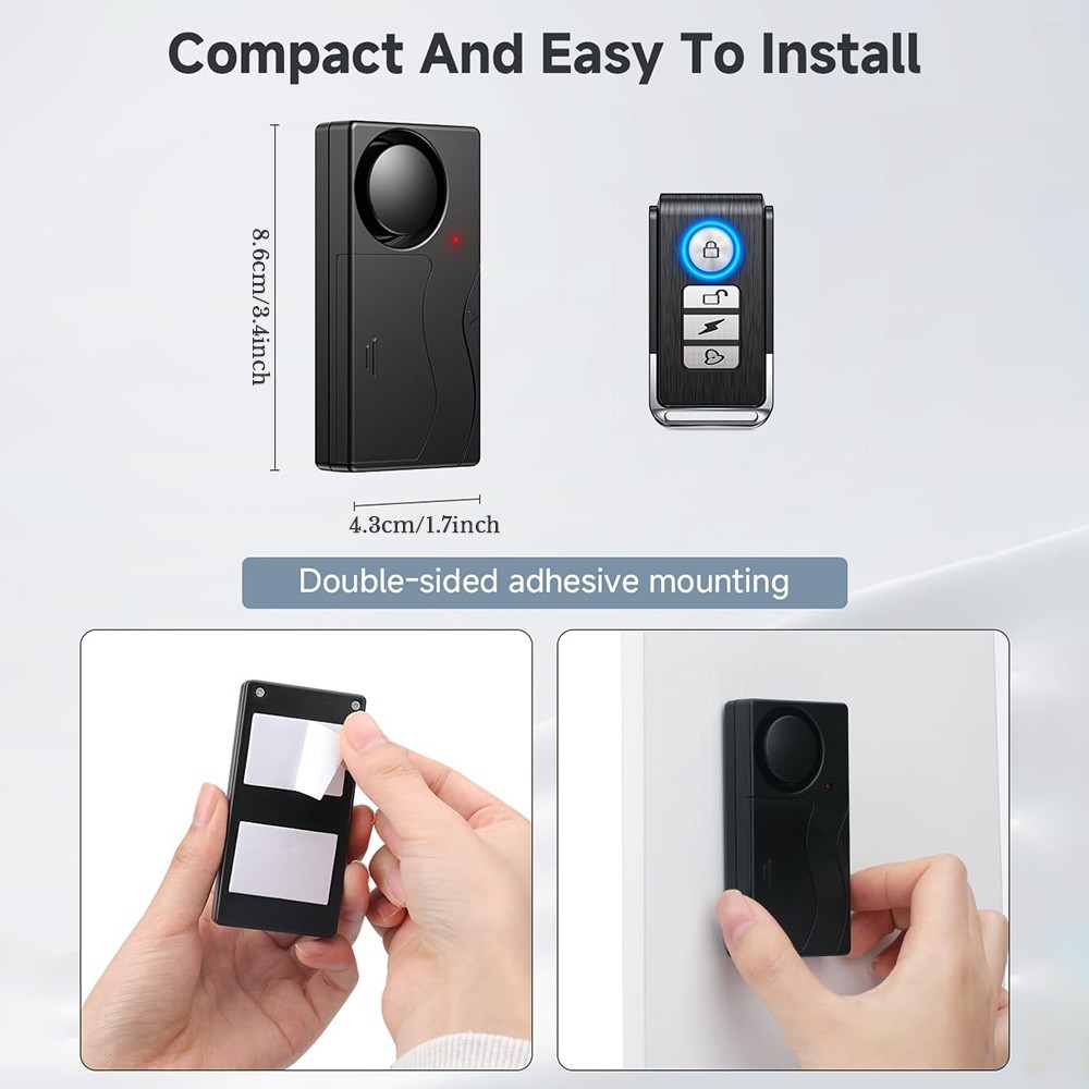 Wireless Car Anti-Theft Alarm 150dB Vibration Alert 2 Alarms