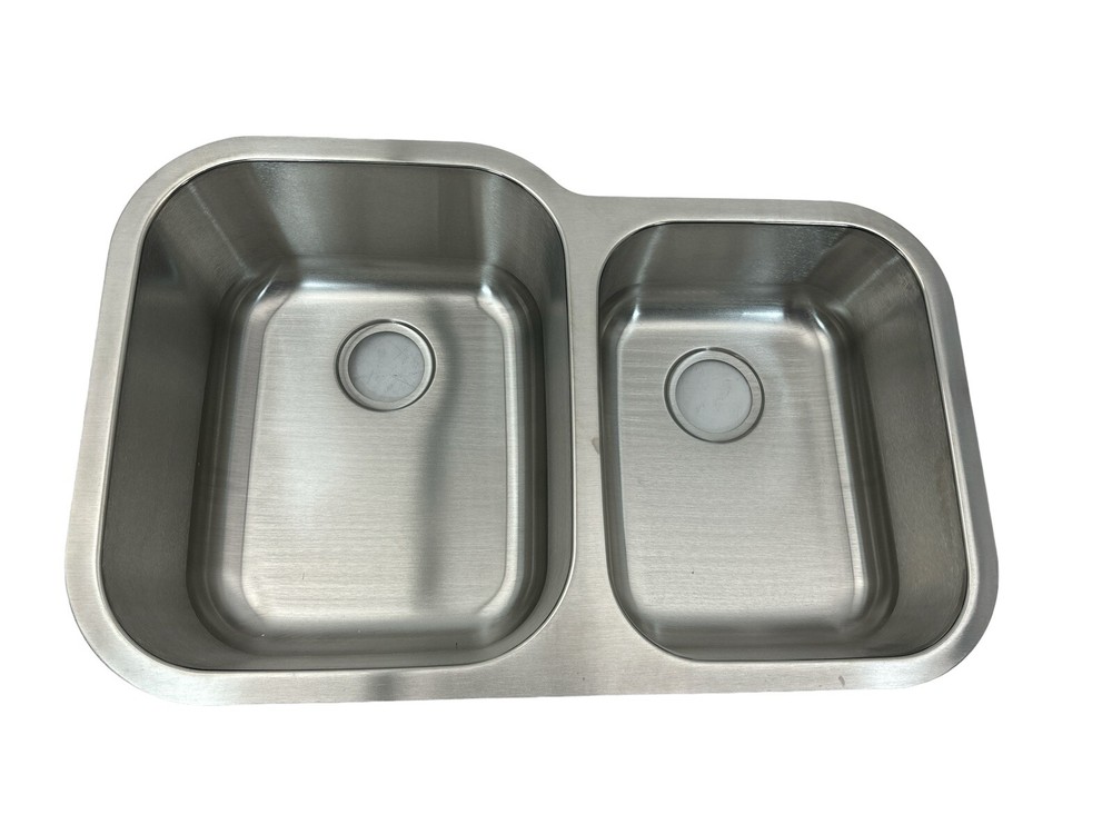 32 in. Offset Double Bowl Kitchen Sink Undermount Stainless Steel (OB)