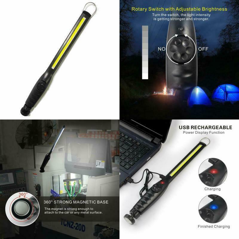 2X Rechargeable LED Slim Work Light Mechanic Flashlight Lamp Bar Camping Torch