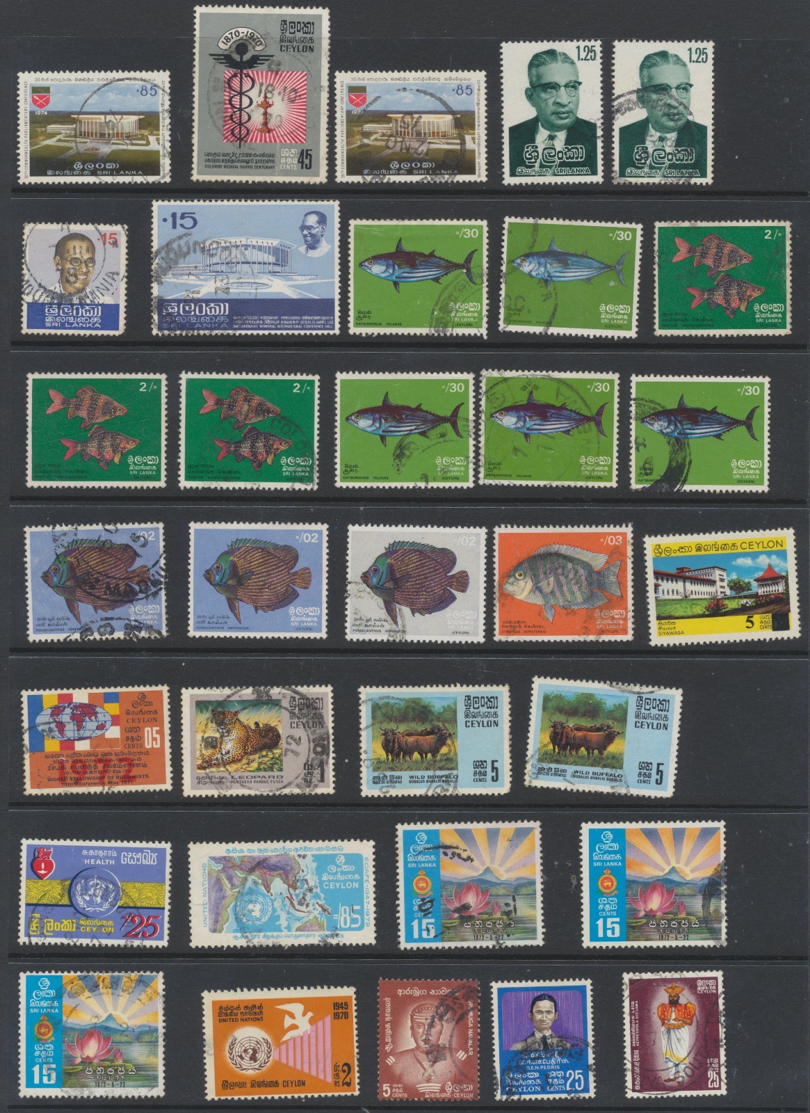 Ceylon Stamps 1970/79 SG561;564;569;572;575;589;591/2;594/7;594a;598;604/5;672