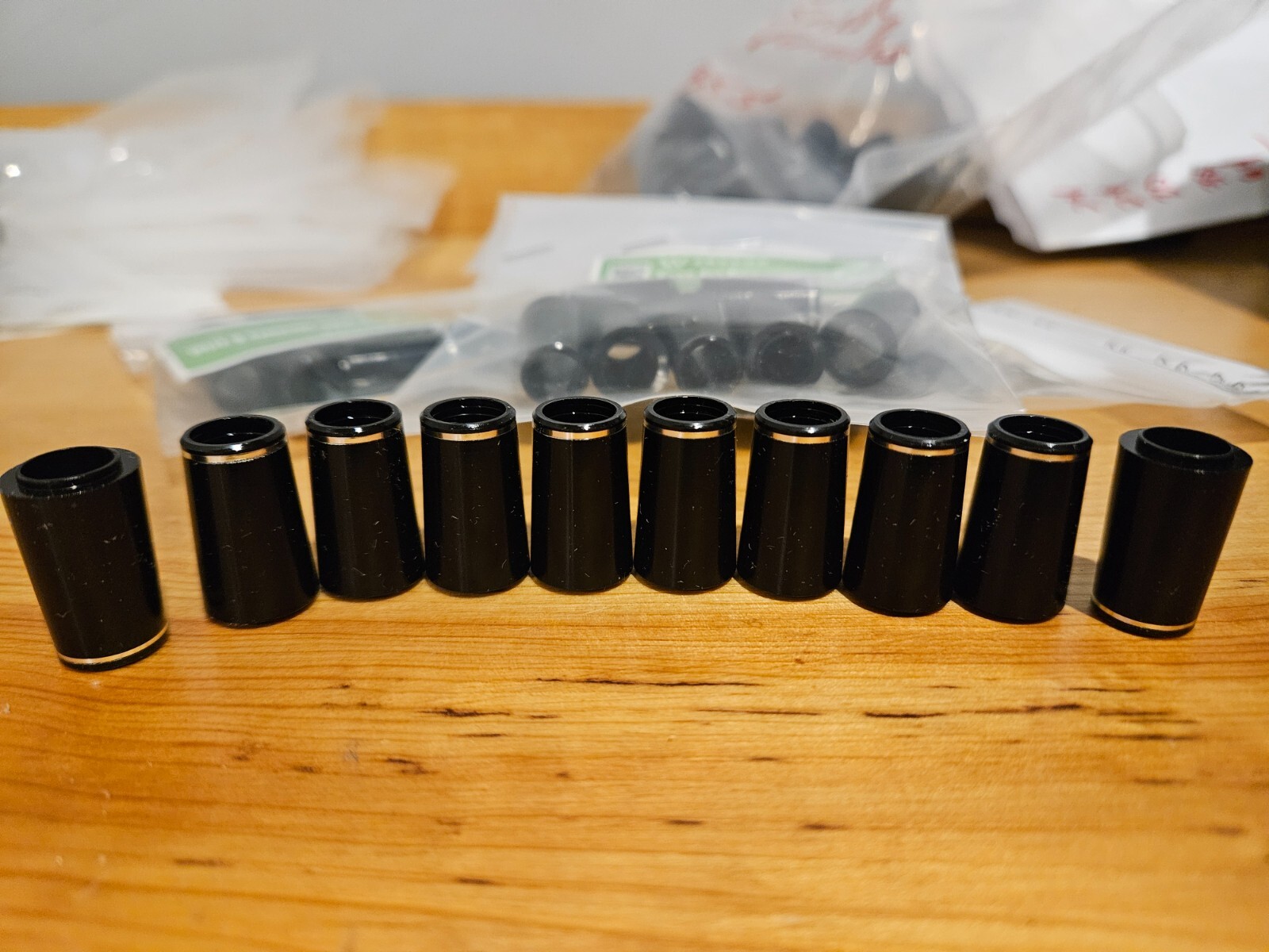 (10) New OEM Srixon .355 Iron Ferrules - Black with Single Chrome Ring