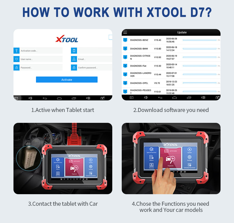 XTOOL D7 Auto Bidirectional Scanner Full System Diagnostic Key Pr0gramming Tool