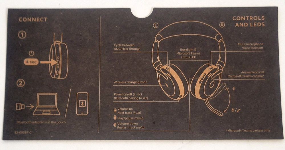 Jabra Evolve2 65 Flex Foldable Wireless Headset Fast Pairing HSC190W OPEN BOX