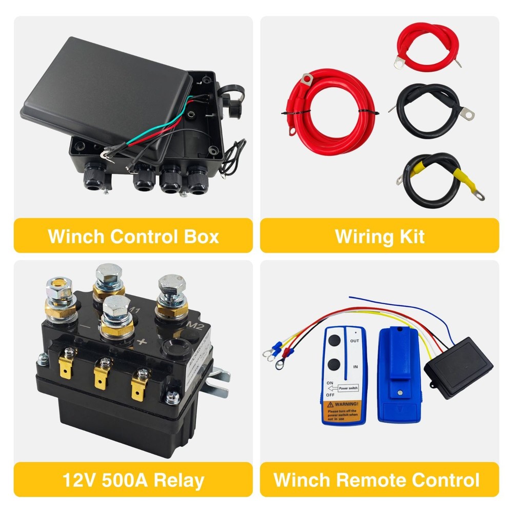 12V 500A Heavy-Duty Winch Solenoid Relay Control Box Wireless Remote Controller