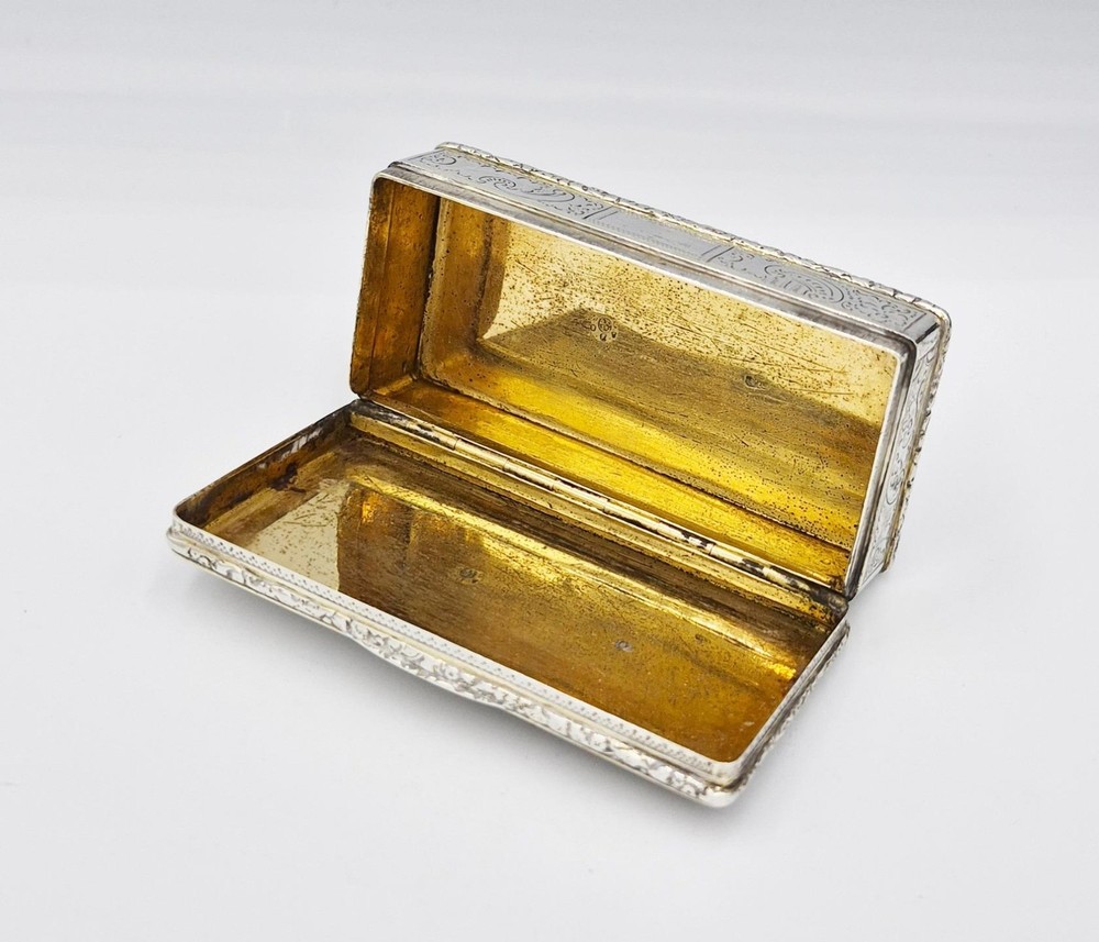 FINE AUSTRO-HUNGARIAN SOLID SILVER GILT LARGE SNUFF BOX c1846