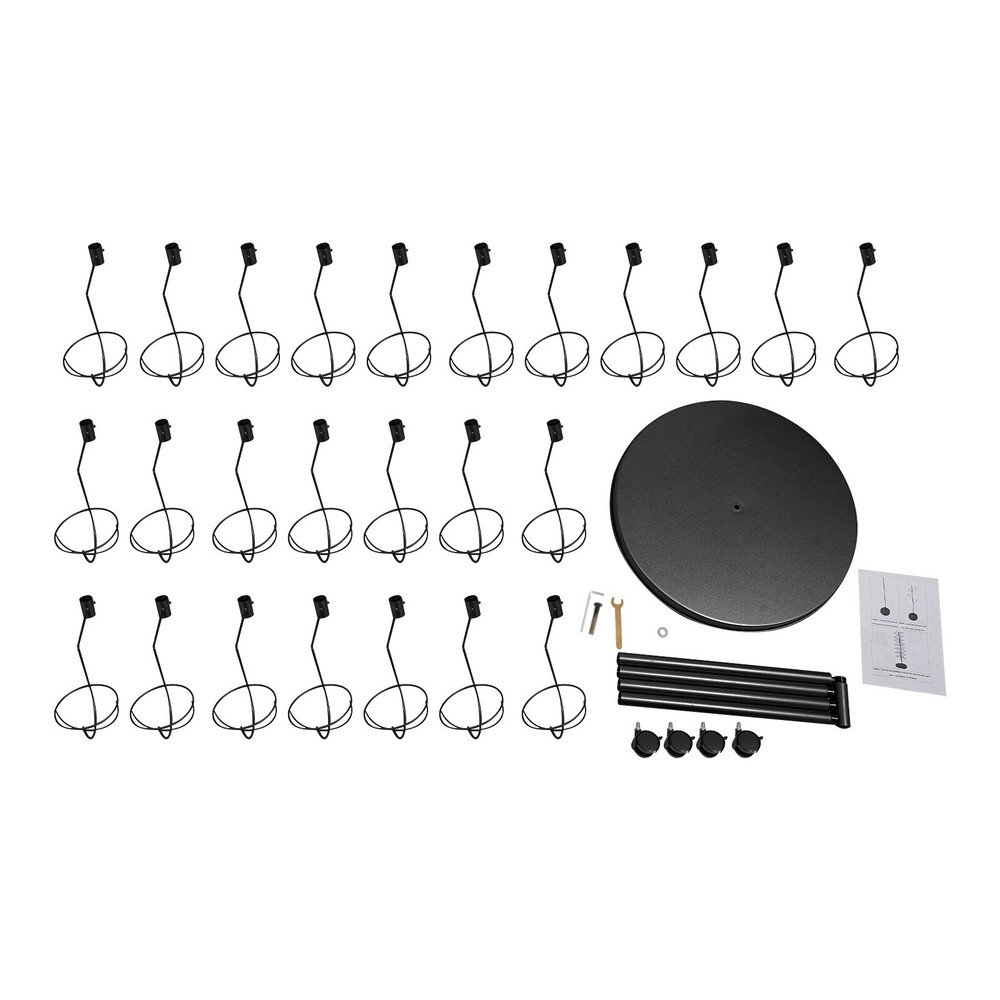 Freestanding Black Hat Display Rack with 25 Hooks for Easy Storage