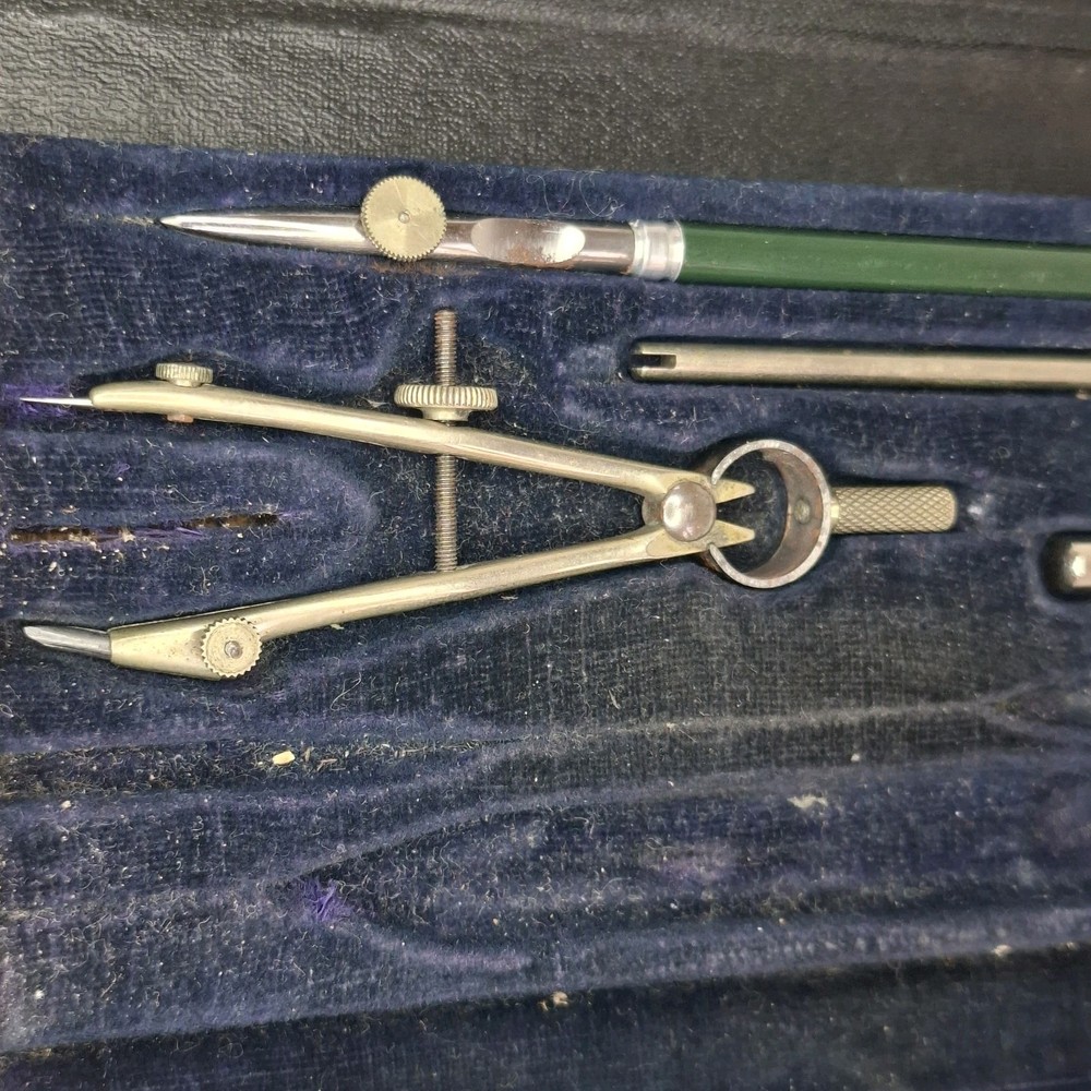 Vintage Compass Education Tools Maths Drawing Set in Original Case Not Complete