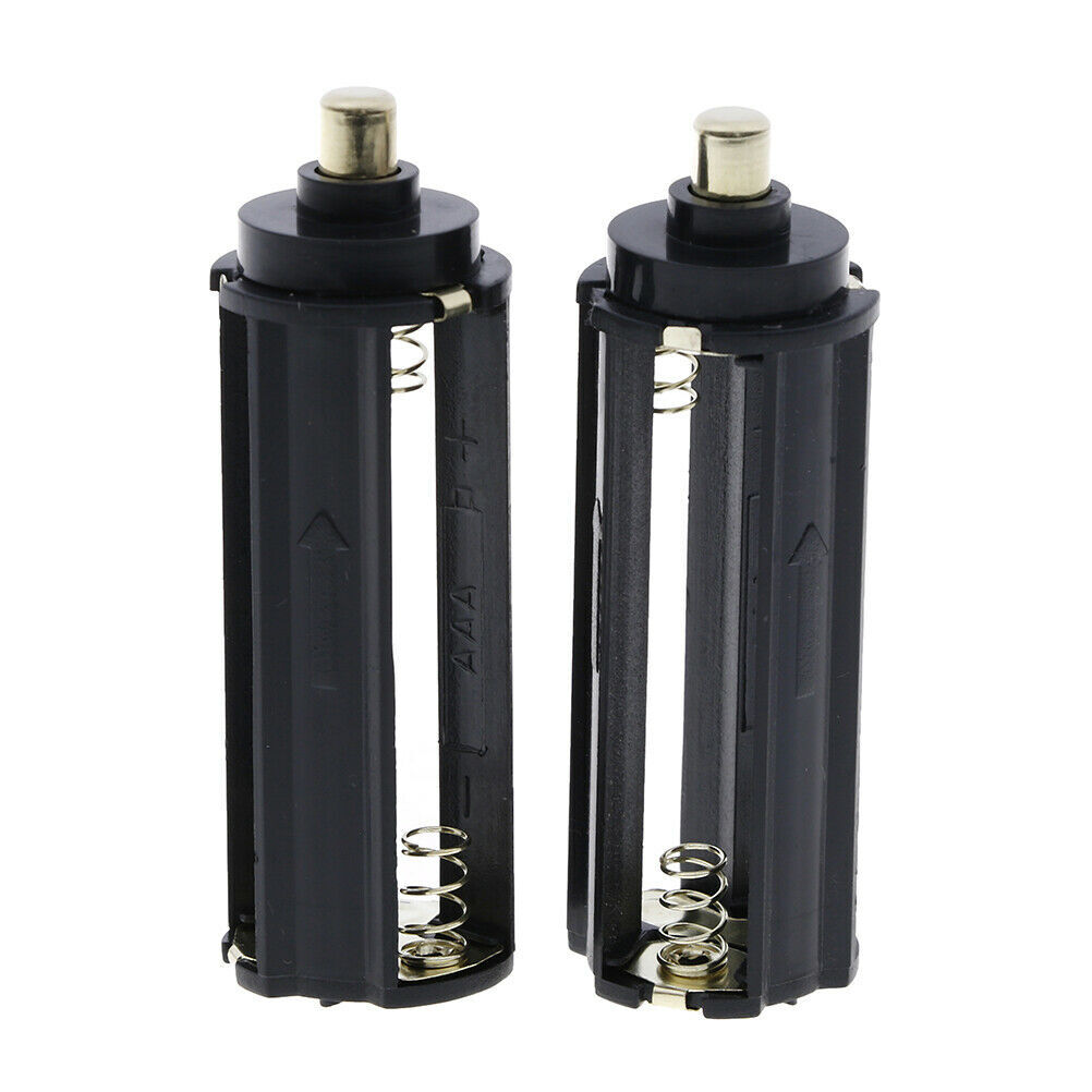 2x 3-AAA Battery Holder Case Plastic 18650 Spring Flashlight Round Circular 7/8"