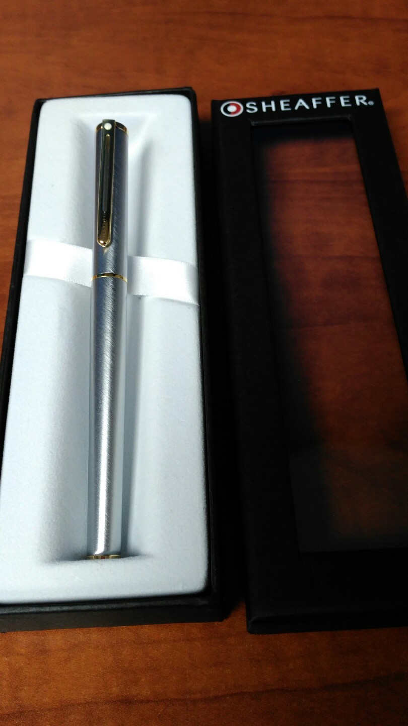 Sheaffer Agio Brushed Chrome/22K Gold Plate "F" Nib Fountain Pen