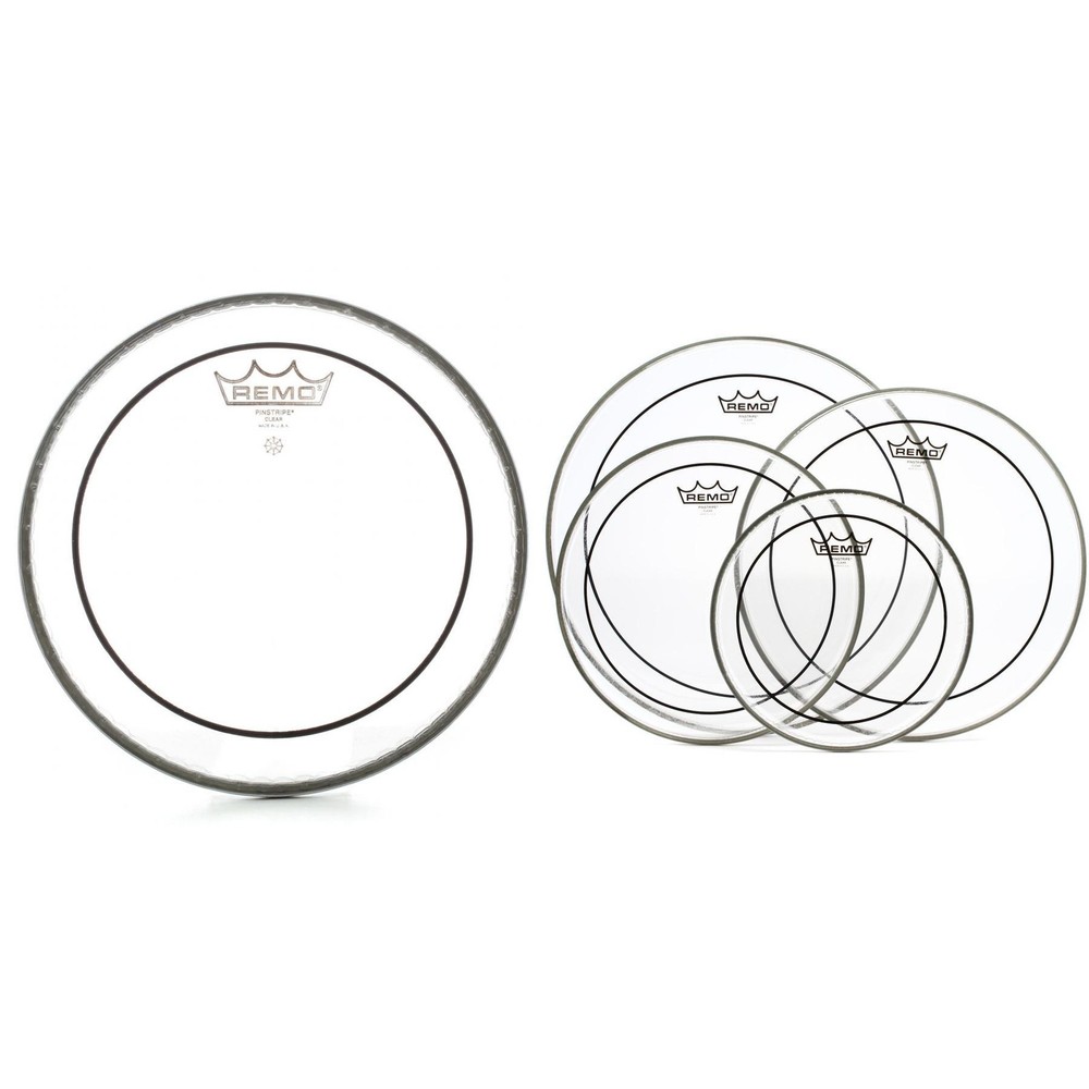 Remo Pinstripe Clear 5-piece Tom Drumhead Bundle