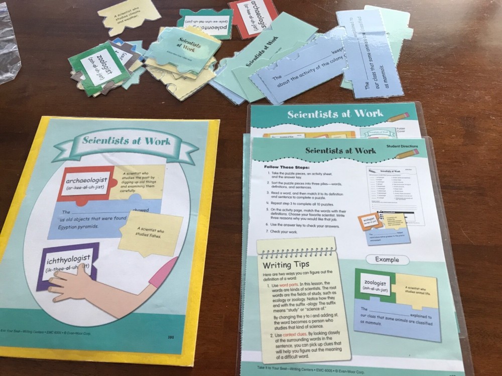 Scientist at Work! Grades 4-5 Language Arts file folder game teacher