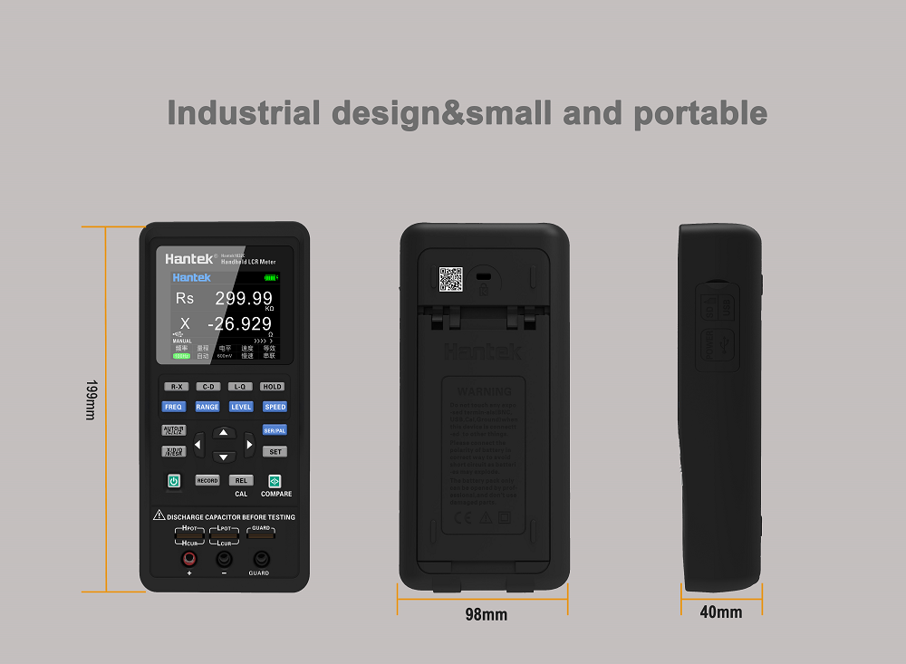 Hantek Digital Handheld LCR Meter Inductance Capacitance Resistance Tester Auto