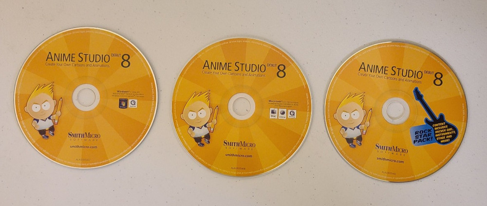Anime Studio Debut 8 - Smith Micro Software - 3 Discs Mac, Windows, Rock Star