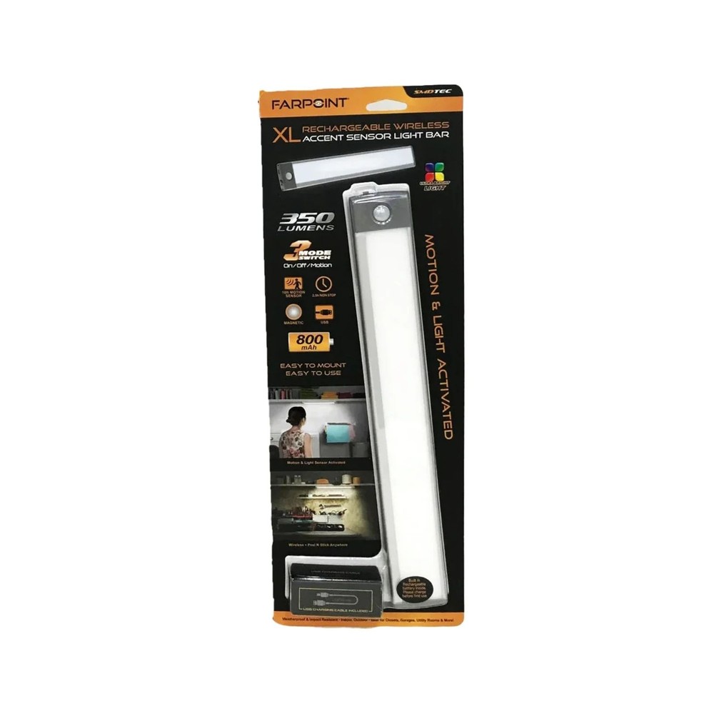 FARPOINT Rechargeable Wireless 3 Mode LED Light Bar Motion Activated